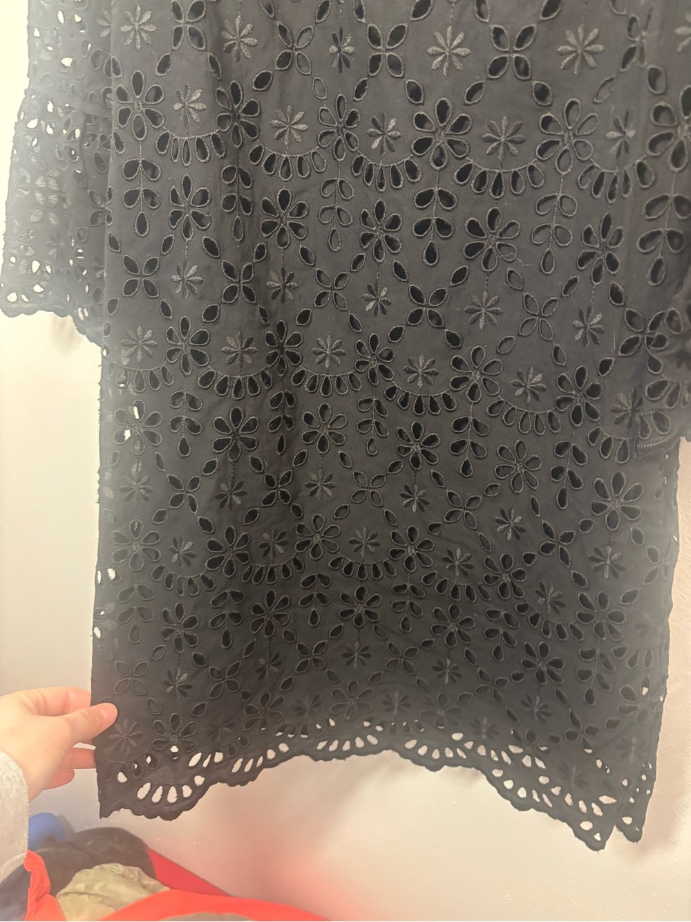 J. Crew Black Eyelet Mini Dress with Floral Cutouts - Picture 5 of 12